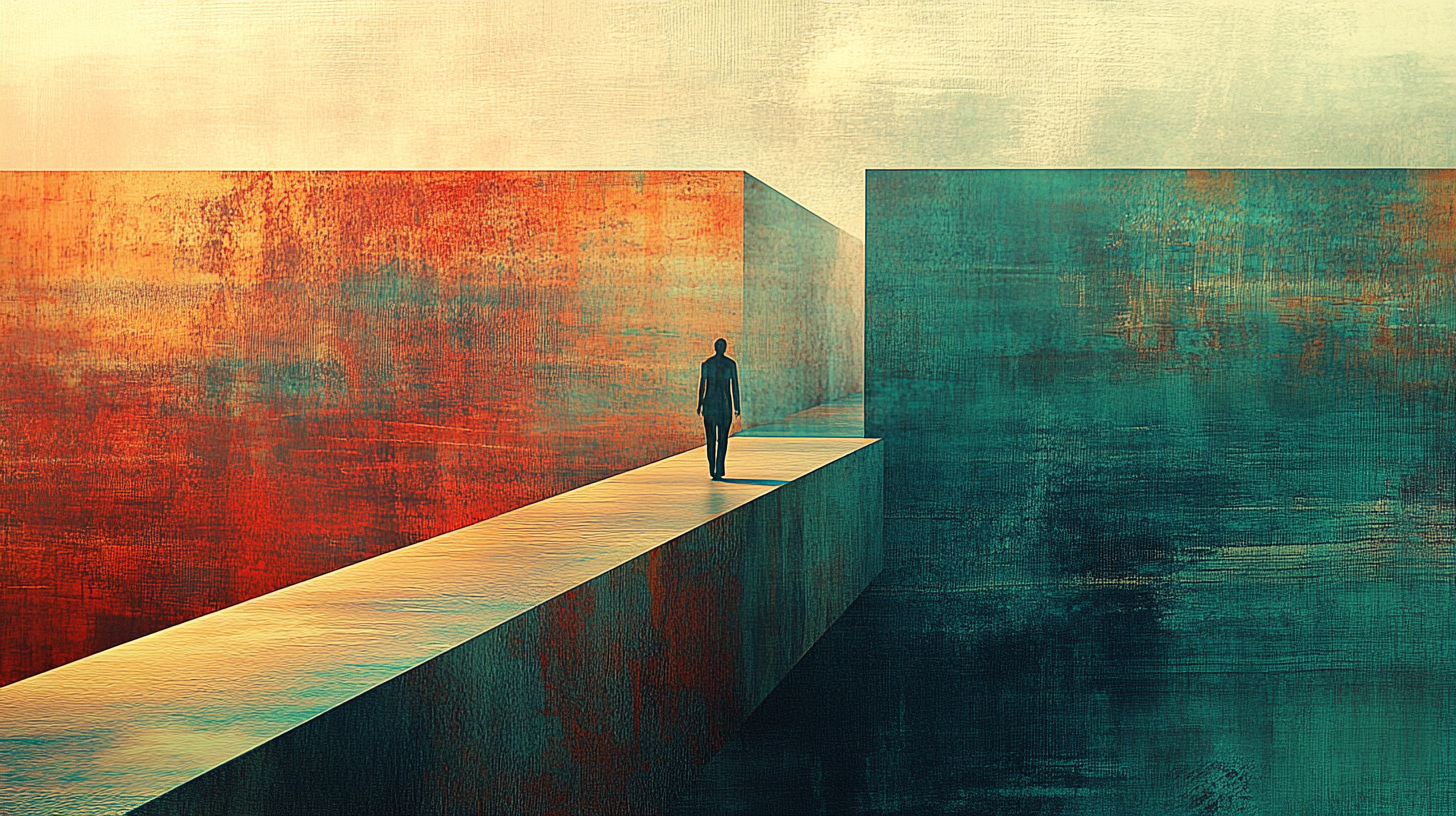 Cena abstrata representando uma distância difícil de atravessar em um ambiente digital